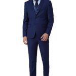 Van Heusen Men's Wool Blend Navy Four Piece Suit Business Pants Set (VHSUWSLFN33199 44)