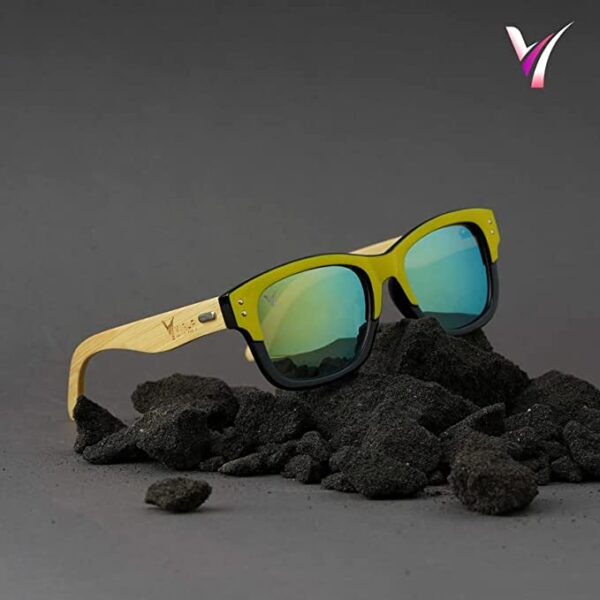 VIRLA " Men & Women Handcrafted Airforce Blue Bamboo Sunglasses '' Iconic & Stylish - Image 2