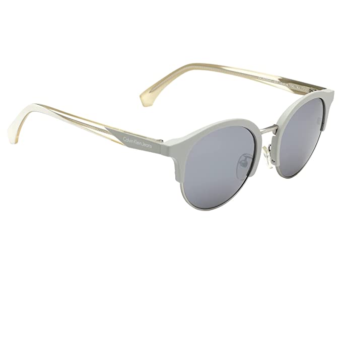 Calvin Klein Jeans Mirrored Round Unisex Sunglasses - ( CKJ 825AF 007 51 S |51| Silver Color Lens ) - Image 3
