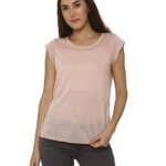 VERO MODA Womens Round Neck Slub T-Shirt