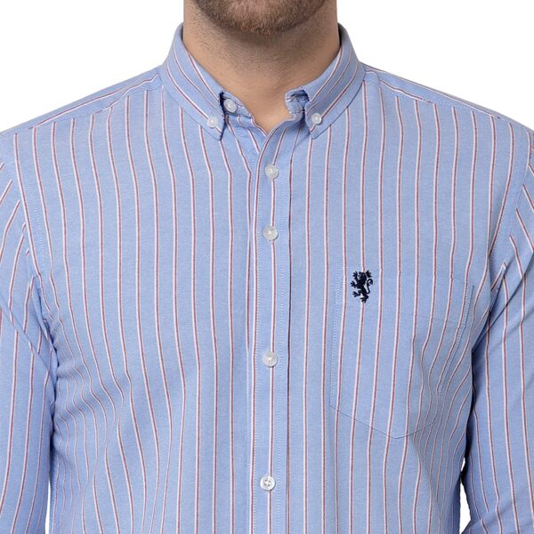 Red Tape Men Sky Blue Striped Shirt - Image 3